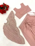 MODERN CREPE SILK EMBROIDERY SEQUENCE WORK DRAPED SKIRT BLOUSE WITH KOTI PARTY WEAR WHOLESALE PRICE ETHNIC GARMENT (2)