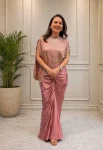 MODERN CREPE SILK EMBROIDERY SEQUENCE WORK DRAPED SKIRT BLOUSE WITH KOTI PARTY WEAR WHOLESALE PRICE ETHNIC GARMENT (2)