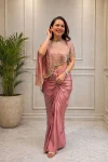MODERN CREPE SILK EMBROIDERY SEQUENCE WORK DRAPED SKIRT BLOUSE WITH KOTI PARTY WEAR WHOLESALE PRICE ETHNIC GARMENT (2)