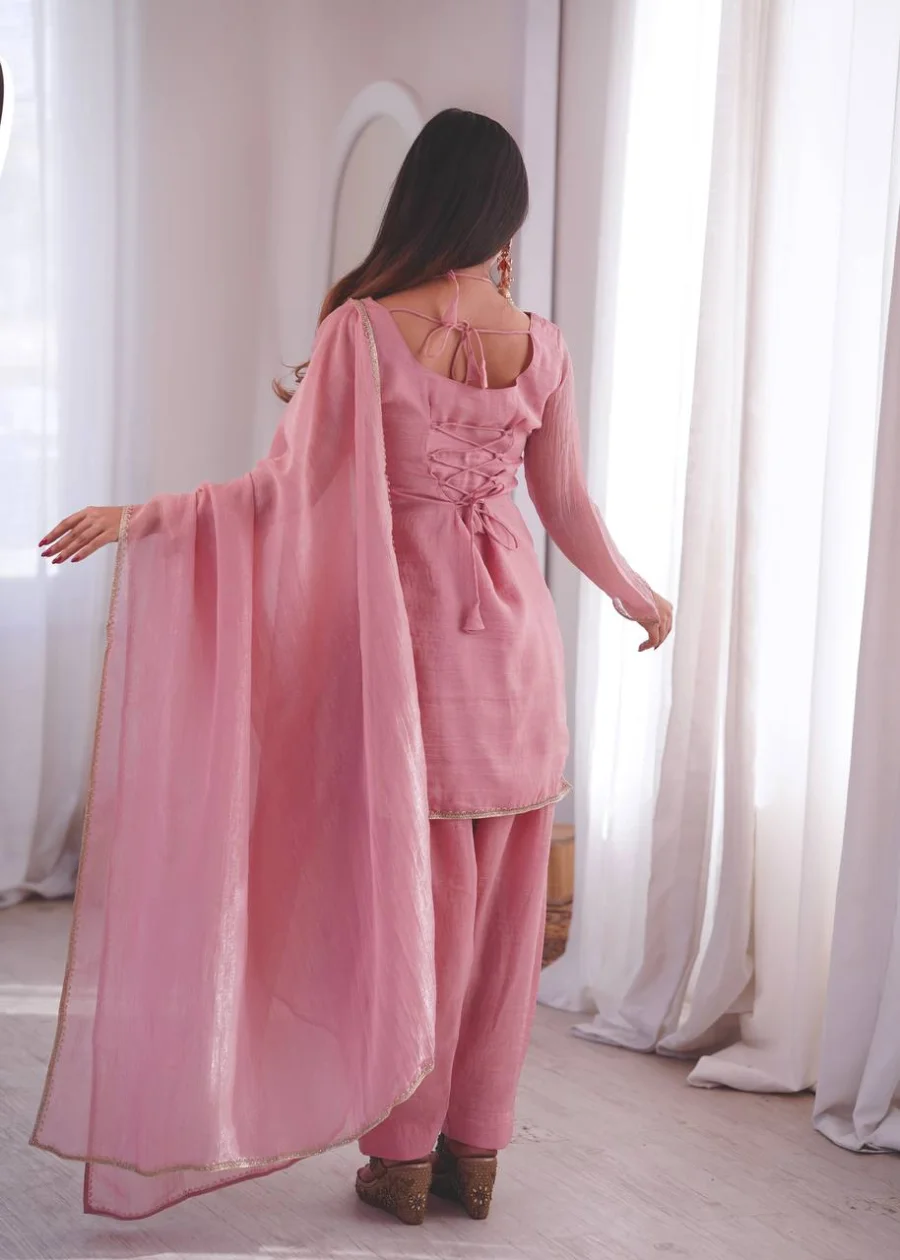 MODERN CRUNCHY SILK FANCY LACE WORK TOP PATIYALA WITH DUPATTA FESTIVE WEAR WHOLESALE PRICE ETHNIC GARMENT (8)
