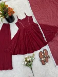 MODERN CRUNCHY SILK ZARKAN WORK TOP PALAZZO WITH DUPATTA FESTIVE WEAR WHOLESALE PRICE ETHNIC GARMENT (2)
