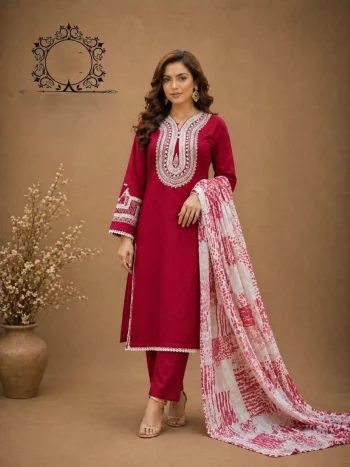 MODERN FAUX GEORGETTE EMBROIDERY SEQUENCE WORK TOP BOTTOM WITH DUPATTA RANI