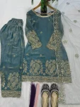 MODERN FENDY CRUSH SILK EMBROIDERY THREAD & SEQUENCE WORK TOP PATIYALA WITH DUPATTA FESTIVE WEAR WHOLESALE PRICE ETHNIC GARMENT (6)