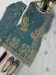 MODERN FENDY CRUSH SILK EMBROIDERY THREAD & SEQUENCE WORK TOP PATIYALA WITH DUPATTA FESTIVE WEAR WHOLESALE PRICE ETHNIC GARMENT (6)