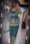 MODERN FENDY CRUSH SILK EMBROIDERY THREAD & SEQUENCE WORK TOP PATIYALA WITH DUPATTA RAMA