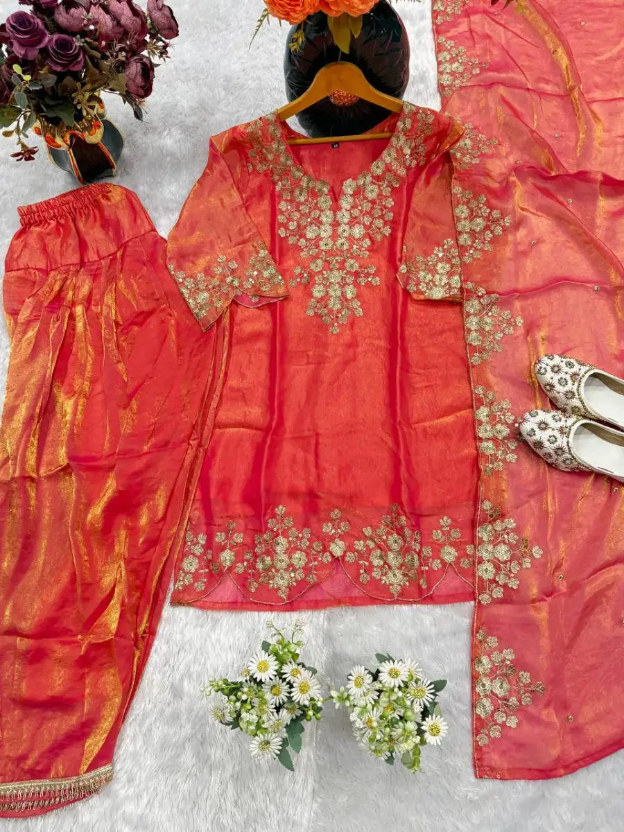 MODERN FENDY SATIN EMBROIDERY WITH THREAD & SEQUENCE WORK TOP PATIYALA WITH DUPATTA FESTIVE WEAR WHOLESALE PRICE ETHNIC GARMENT (12)