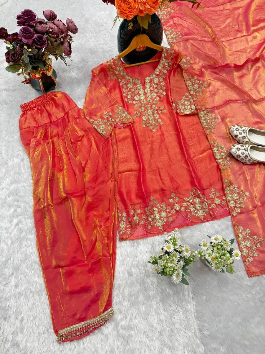 MODERN FENDY SATIN EMBROIDERY WITH THREAD & SEQUENCE WORK TOP PATIYALA WITH DUPATTA FESTIVE WEAR WHOLESALE PRICE ETHNIC GARMENT (9)