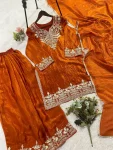 MODERN FENDY SEQUENCE EMBROIDERY WORK TOP PALAZZO WITH DUPATTA FESTIVE WEAR WHOLESALE PRICE ETHNIC GARMENT (8)