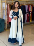 MODERN FENDY SILK EMBROIDERY SEQUENCE WORK GOWN BOTTOM WITH DUPATTA FESTIVE WEAR WHOLESALE PRICE ETHNIC GARMENT (2)