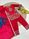 MODERN FENDY SILK EMBROIDERY SEQUENCE WORK KID’S TOP BOTTOM WITH DUPATTA FESTIVE WEAR WHOLESALE PRICE ETHNIC GARMENT (14)