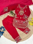 MODERN FENDY SILK EMBROIDERY SEQUENCE WORK KID’S TOP BOTTOM WITH DUPATTA FESTIVE WEAR WHOLESALE PRICE ETHNIC GARMENT (14)