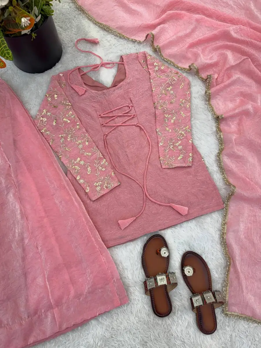 MODERN FENDY SILK EMBROIDERY SEQUENCE WORK TOP PALAZZO WITH DUPATTA FESTIVE WEAR WHOLESALE PRICE ETHNIC GARMENT (1)