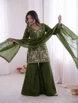 MODERN FENDY SILK EMBROIDERY SEQUENCE WORK TOP PALAZZO WITH DUPATTA FESTIVE WEAR WHOLESALE PRICE ETHNIC GARMENT (6)