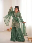 MODERN FENDY SILK EMBROIDERY SEQUENCE WORK TOP PALAZZO WITH DUPATTA FESTIVE WEAR WHOLESALE PRICE ETHNIC GARMENT (6)
