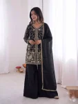 MODERN FENDY SILK EMBROIDERY SEQUENCE WORK TOP PALAZZO WITH DUPATTA FESTIVE WEAR WHOLESALE PRICE ETHNIC GARMENT (2)