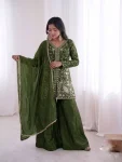 MODERN FENDY SILK EMBROIDERY SEQUENCE WORK TOP PALAZZO WITH DUPATTA FESTIVE WEAR WHOLESALE PRICE ETHNIC GARMENT (6)
