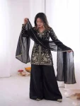 MODERN FENDY SILK EMBROIDERY SEQUENCE WORK TOP PALAZZO WITH DUPATTA FESTIVE WEAR WHOLESALE PRICE ETHNIC GARMENT (2)
