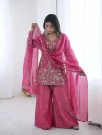 MODERN FENDY SILK EMBROIDERY SEQUENCE WORK TOP PALAZZO WITH DUPATTA FESTIVE WEAR WHOLESALE PRICE ETHNIC GARMENT (7)
