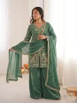 MODERN FENDY SILK EMBROIDERY SEQUENCE WORK TOP PALAZZO WITH DUPATTA FESTIVE WEAR WHOLESALE PRICE ETHNIC GARMENT (6)