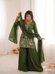 MODERN FENDY SILK EMBROIDERY SEQUENCE WORK TOP PALAZZO WITH DUPATTA FESTIVE WEAR WHOLESALE PRICE ETHNIC GARMENT (6)
