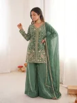MODERN FENDY SILK EMBROIDERY SEQUENCE WORK TOP PALAZZO WITH DUPATTA FESTIVE WEAR WHOLESALE PRICE ETHNIC GARMENT (6)