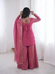MODERN FENDY SILK EMBROIDERY SEQUENCE WORK TOP PALAZZO WITH DUPATTA FESTIVE WEAR WHOLESALE PRICE ETHNIC GARMENT (7)