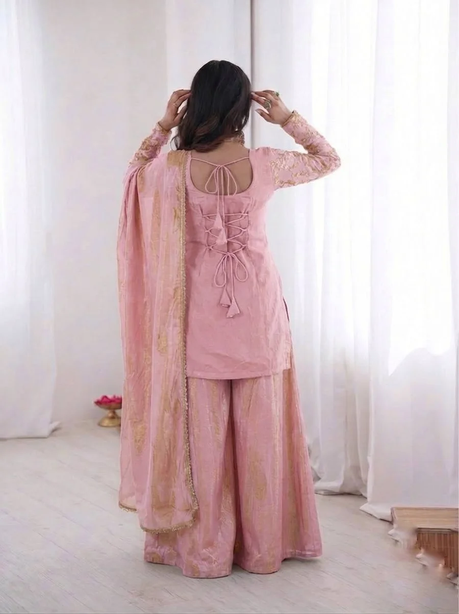 MODERN FENDY SILK EMBROIDERY SEQUENCE WORK TOP PALAZZO WITH DUPATTA FESTIVE WEAR WHOLESALE PRICE ETHNIC GARMENT (6)