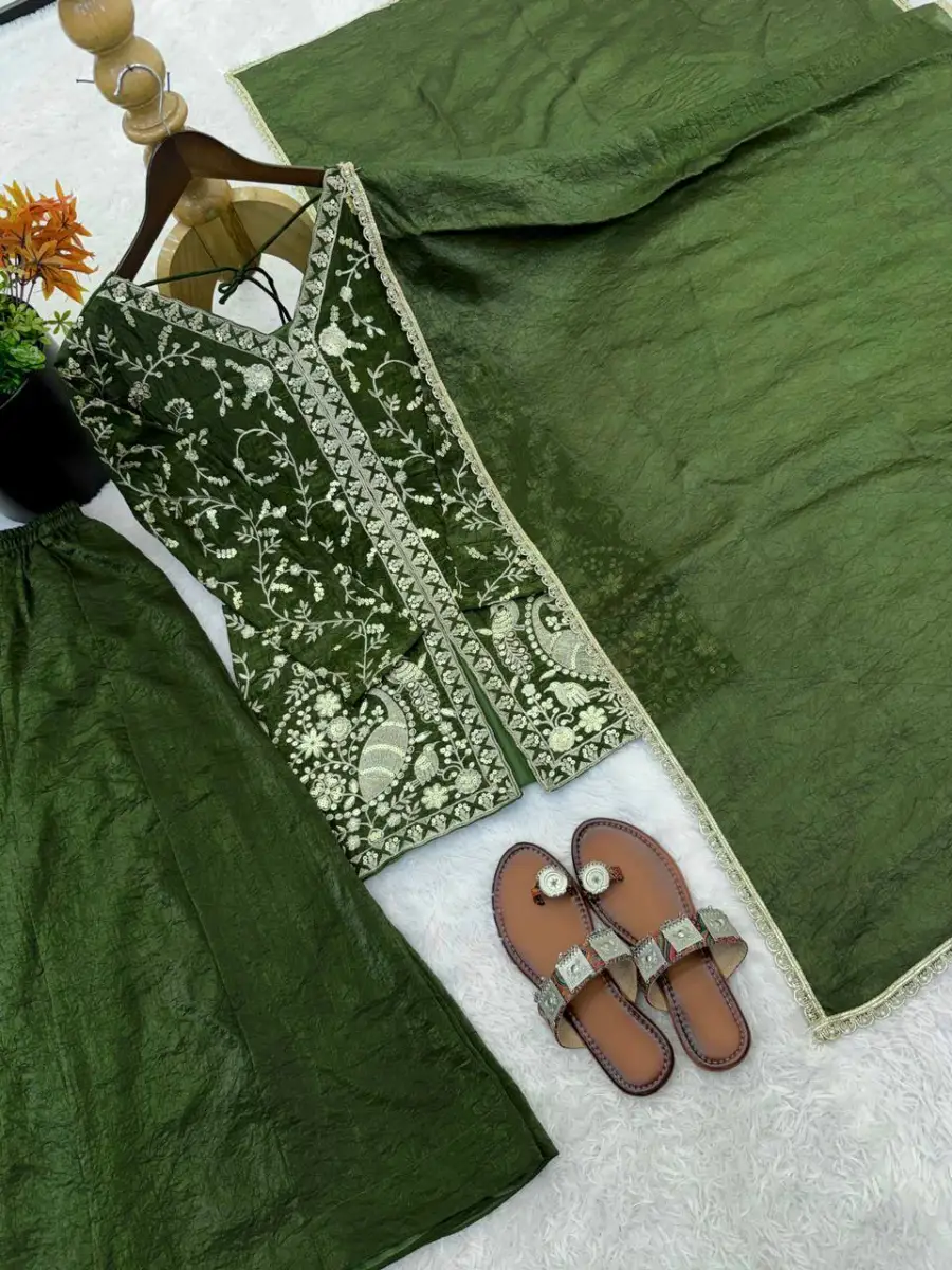 MODERN FENDY SILK EMBROIDERY SEQUENCE WORK TOP PALAZZO WITH DUPATTA FESTIVE WEAR WHOLESALE PRICE ETHNIC GARMENT (8)