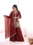 MODERN FENDY SILK EMBROIDERY SEQUENCE WORK TOP PALAZZO WITH DUPATTA WEDDING WEAR WHOLESALE PRICE ETHNIC GARMENT (6)