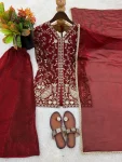 MODERN FENDY SILK EMBROIDERY SEQUENCE WORK TOP PALAZZO WITH DUPATTA WEDDING WEAR WHOLESALE PRICE ETHNIC GARMENT (6)