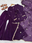 MODERN FENDY SILK EMBROIDERY SEQUENCE WORK TOP SHARARA WITH DUPATTA FESTIVE WEAR WHOLESALE PRICE ETHNIC GARMENT (2)