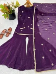 MODERN FENDY SILK EMBROIDERY SEQUENCE WORK TOP SHARARA WITH DUPATTA FESTIVE WEAR WHOLESALE PRICE ETHNIC GARMENT (2)