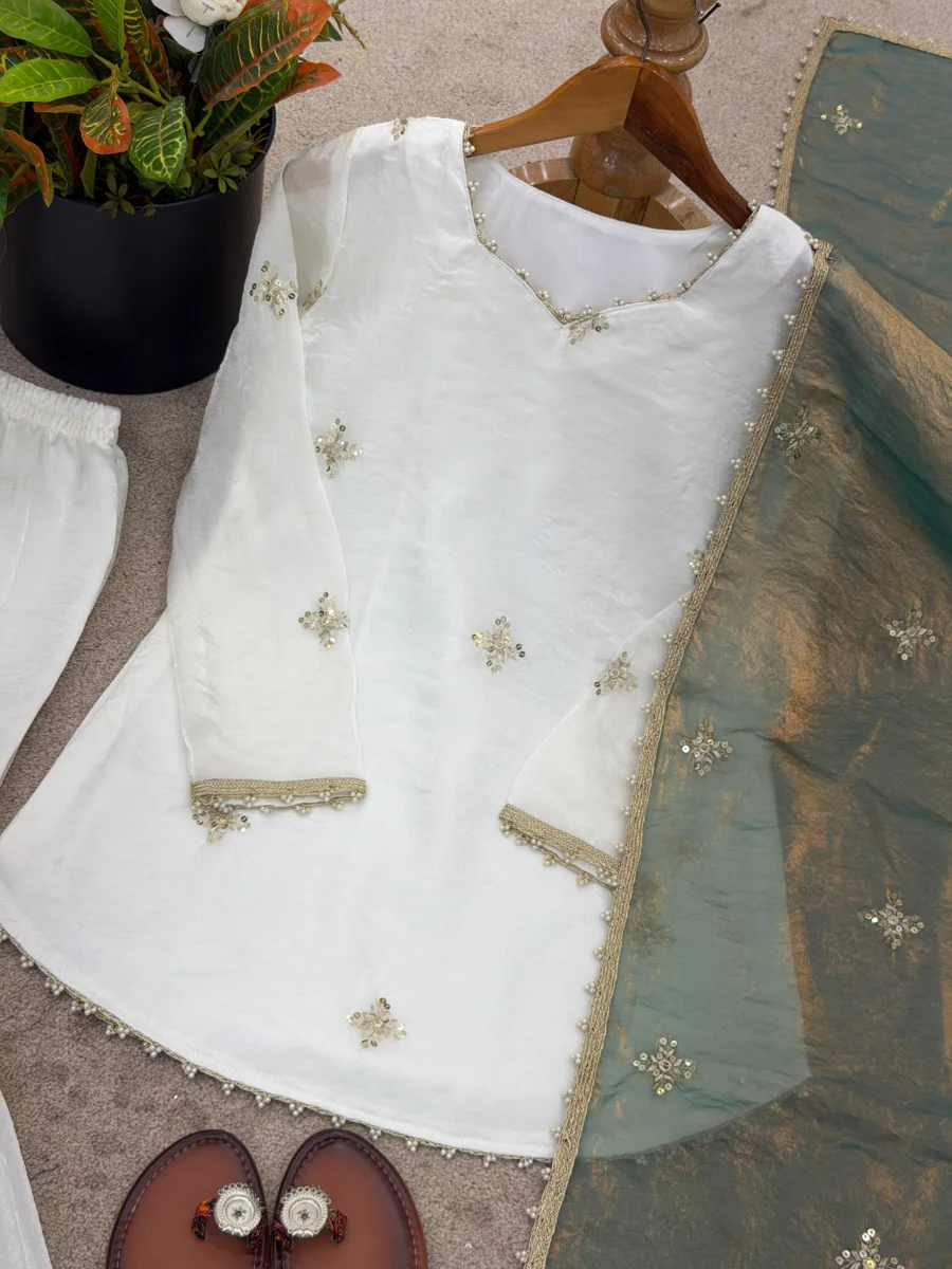 MODERN FENDY SILK EMBROIDERY SEQUENCE WORK TOP SHARARA WITH DUPATTA FESTIVE WEAR WHOLESALE PRICE ETHNIC GARMENT (29)