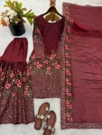 MODERN FENDY SILK EMBROIDERY SEQUENCE WORK WITH HAND WORK TOP SHARARA WITH DUPATTA FESTIVE WEAR WHOLESALE PRICE ETHNIC GARMENT (14)