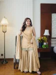 MODERN FENDY SILK EMBROIDERY SEQUENCE WORK WITH REAL MIRROR WORK TOP SHARARA WITH DUPATTA FESTIVE WEAR WHOLESALE PRICE EHTNIC GARMENT (4)
