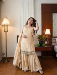 MODERN FENDY SILK EMBROIDERY SEQUENCE WORK WITH REAL MIRROR WORK TOP SHARARA WITH DUPATTA FESTIVE WEAR WHOLESALE PRICE EHTNIC GARMENT (4)