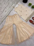 MODERN FENDY SILK EMBROIDERY SEQUENCE WORK WITH REAL MIRROR WORK TOP SHARARA WITH DUPATTA FESTIVE WEAR WHOLESALE PRICE EHTNIC GARMENT (4)