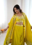 MODERN FRENCH CREPE WESTERN DHOTI SHRUG WITH UNSTITCHED CHOLI PARTY WEAR WHOLESALE PRICE ETHNIC GARMENT (8)