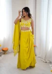MODERN FRENCH CREPE WESTERN DHOTI SHRUG WITH UNSTITCHED CHOLI PARTY WEAR WHOLESALE PRICE ETHNIC GARMENT (8)