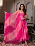 MODERN GEORGETTE CHIFFON DIGITAL PRINT ORIGINAL GLASS MIRROR WORK GOWN BOTTOM WITH DUPATTA FESTIVE WEAR WHOLESALE PRICE ETHNIC GARMENT (5)