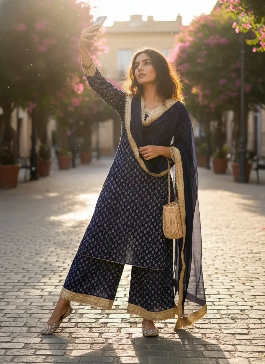 MODERN GEORGETTE DIGITAL PRINT WITH FANCY LACE WORK TOP PALAZZO WITH DUPATTA FESTIVE WEAR WHOLESALE PRICE ETHNIC GARMENT (5)