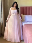 MODERN GEORGETTE FANCY LACE WORK GOWN KOTI AND BOTTOM FESTIVE WEAR WHOLESALE PRICE ETHNIC GARMENT (1)