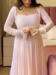MODERN GEORGETTE FANCY LACE WORK GOWN KOTI AND BOTTOM FESTIVE WEAR WHOLESALE PRICE ETHNIC GARMENT (1)