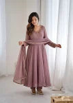 MODERN GEORGETTE HANDWORK GOWN BOTTOM WITH DUPATTA FESTIVE WEAR WHOLESALE PRICE ETHNIC GARMENT (6)
