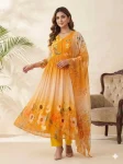 MODERN GEORGETTE HANDWORK GOWN BOTTOM WITH DUPATTA YELLOW