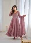 MODERN GEORGETTE HANDWORK GOWN BOTTOM WITH DUPATTA LAVENDER