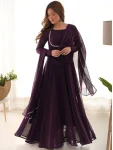 MODERN GEORGETTE LACE WORK GOWN WITH DUPATTA FESTIVE WEAR WHOLESALE PRICE ETHNIC GARMENT (5)