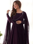 MODERN GEORGETTE LACE WORK GOWN WITH DUPATTA FESTIVE WEAR WHOLESALE PRICE ETHNIC GARMENT (5)