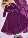 MODERN GEORGETTE LACE WORK GOWN WITH DUPATTA FESTIVE WEAR WHOLESALE PRICE ETHNIC GARMENT (5)