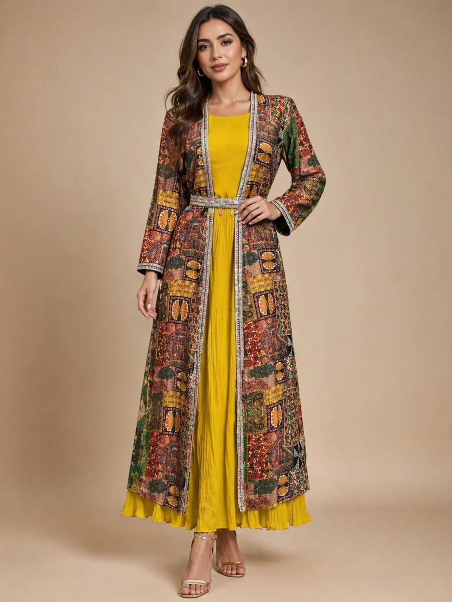MODERN GEORGETTE PLAIN TOP WITH VICHITRA DHAGA + SEQUENCE EMBROIDERY WITH HAND WORK SHRUG FESTIVE WEAR WHOLESALE PRICE ETHNIC GARMENT (1)
